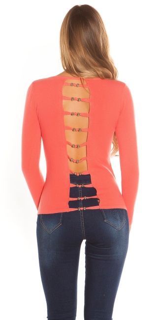 sweater with pearls Coral